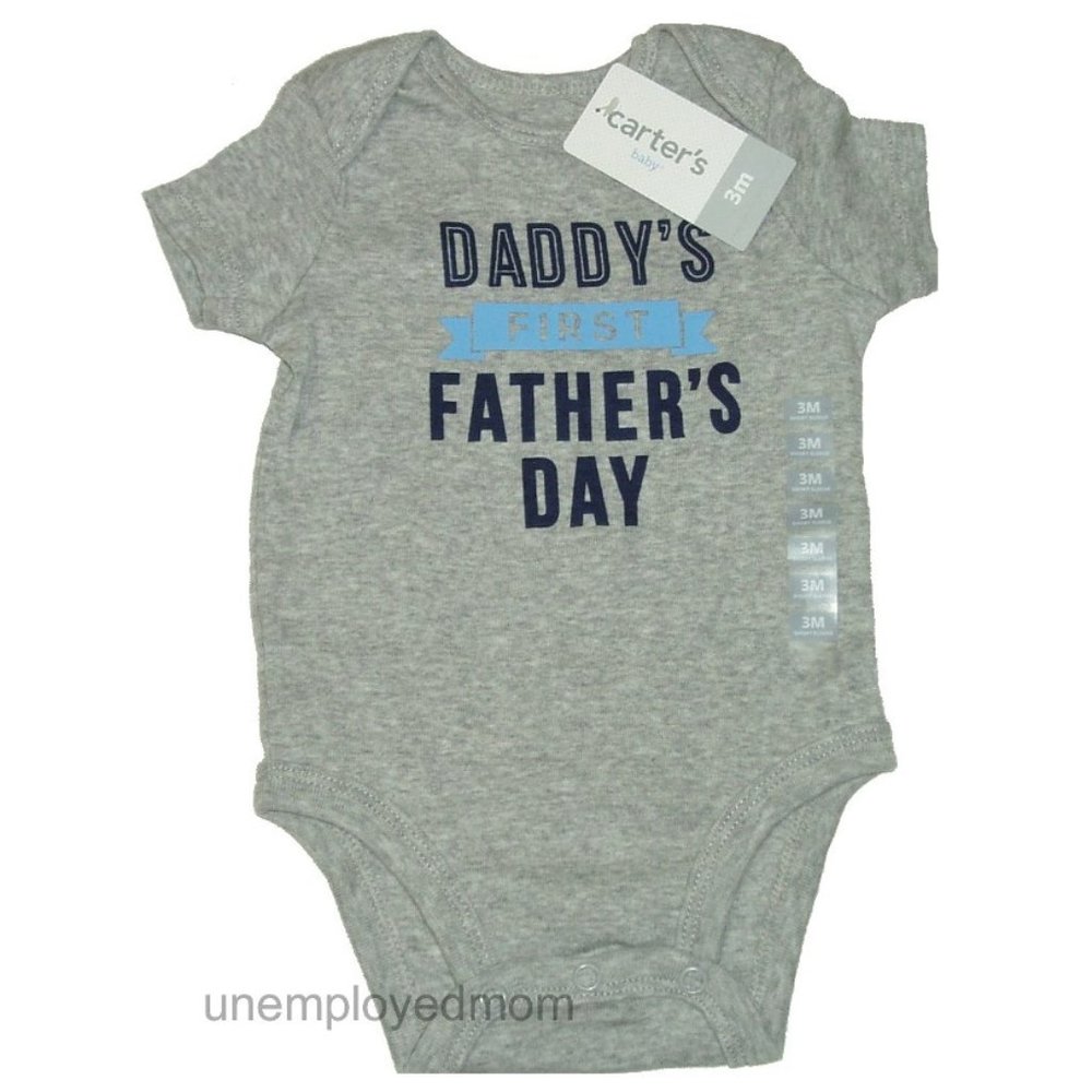 Boys Summer One Piece Outfit Grey Daddy's First Fathers Day Bodysuit